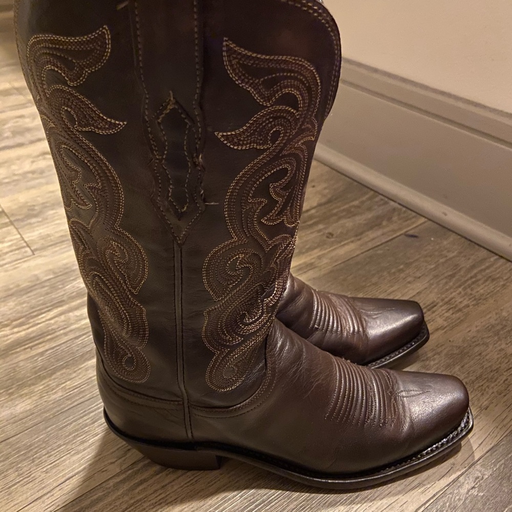 Lucchese dark brown snip toe boots